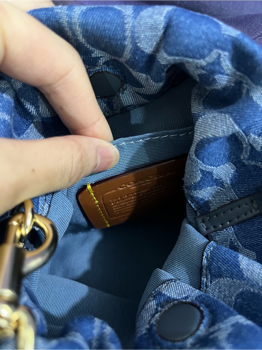Coach Denim Signature Drawstring Crossbody - Blue - Picture 10 of 10